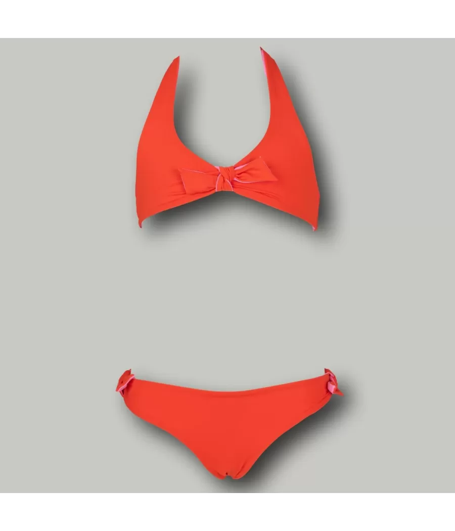 Maillot 2 pièces fille triangle bicolore pomelo