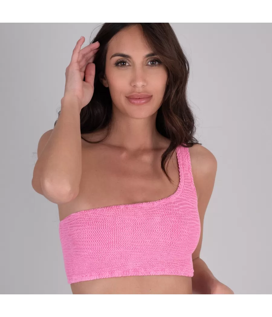 Asymmetrische bikinitop één maat roze