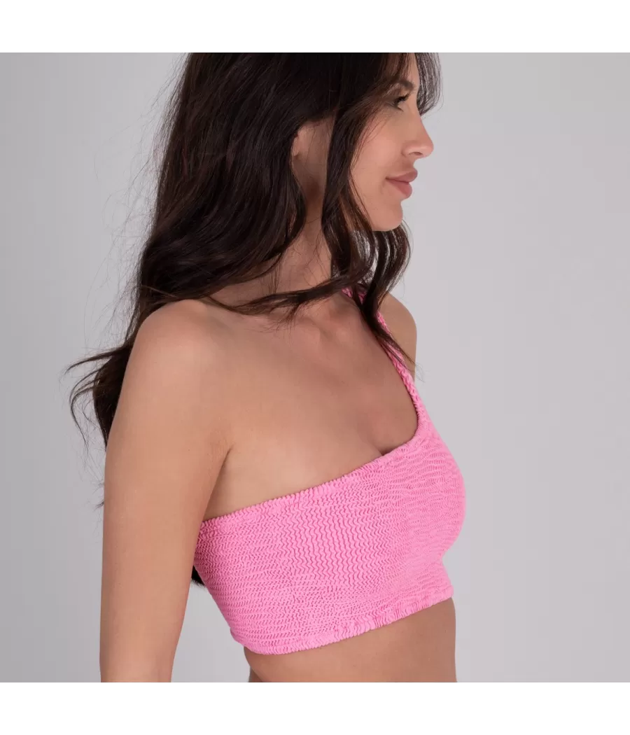 Asymmetrische bikinitop één maat roze