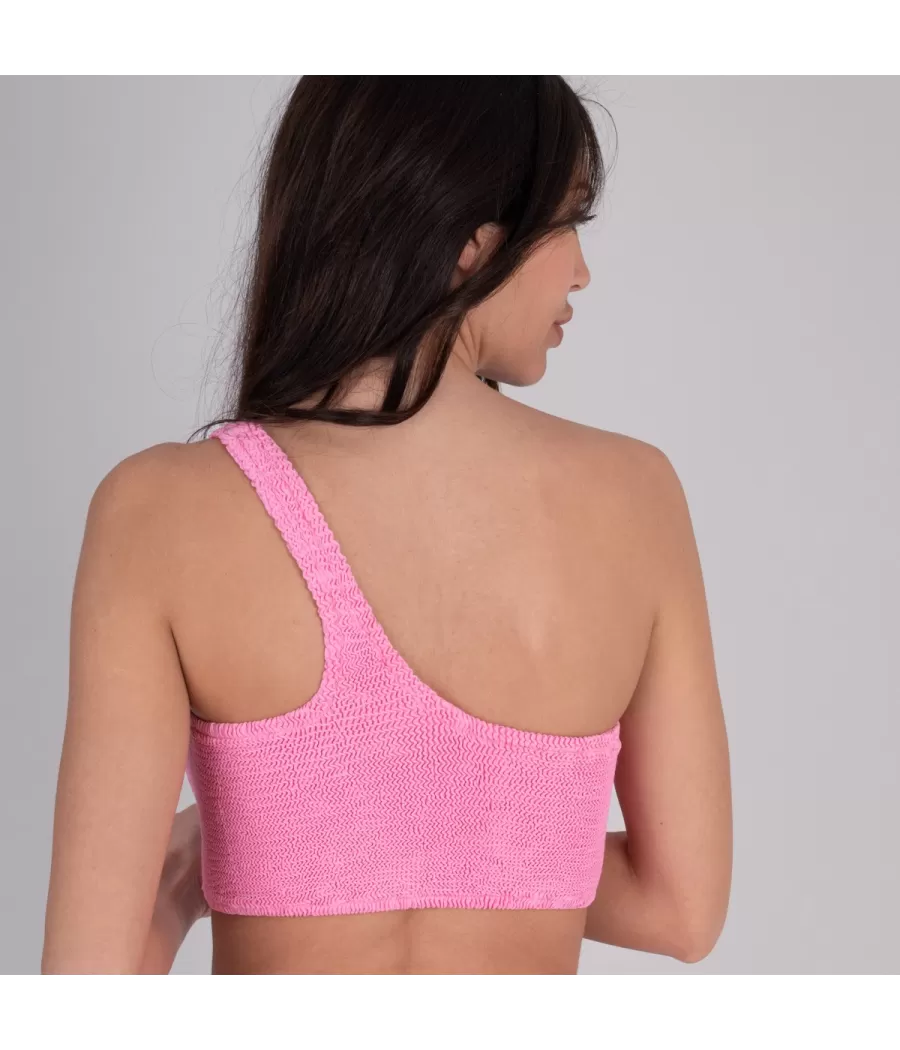 Asymmetrische bikinitop één maat roze