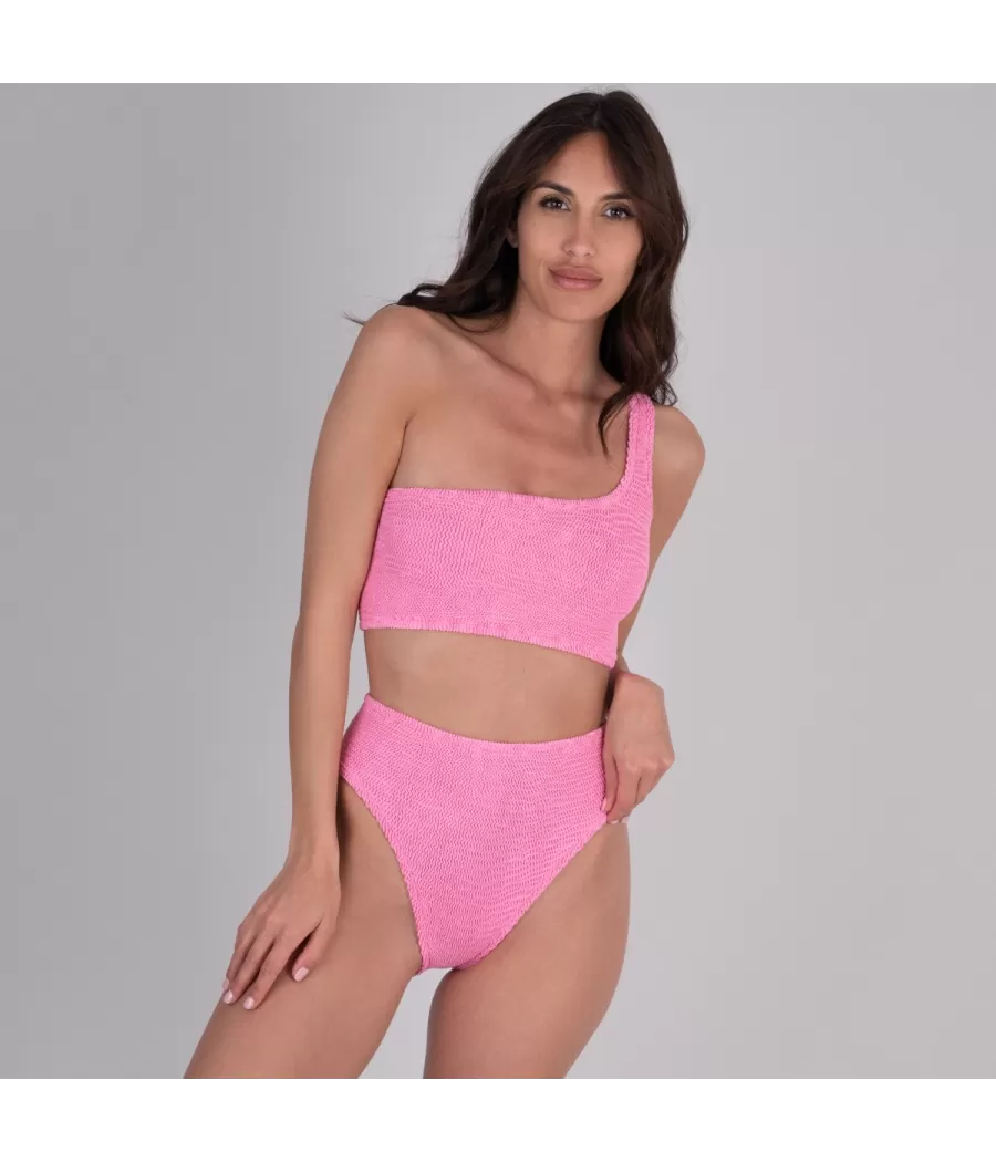 Asymmetrische bikinitop één maat roze