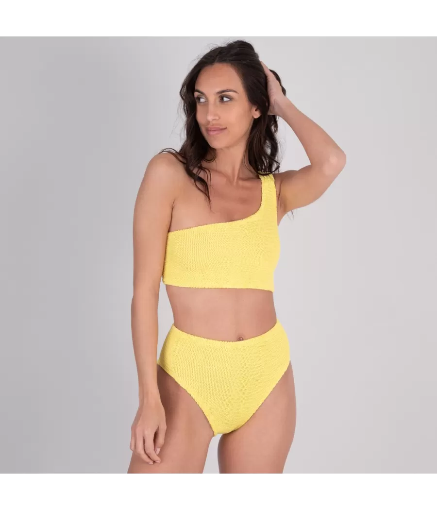 Haut de maillot femme asymétrique one size paille | Kiwi Saint Tropez