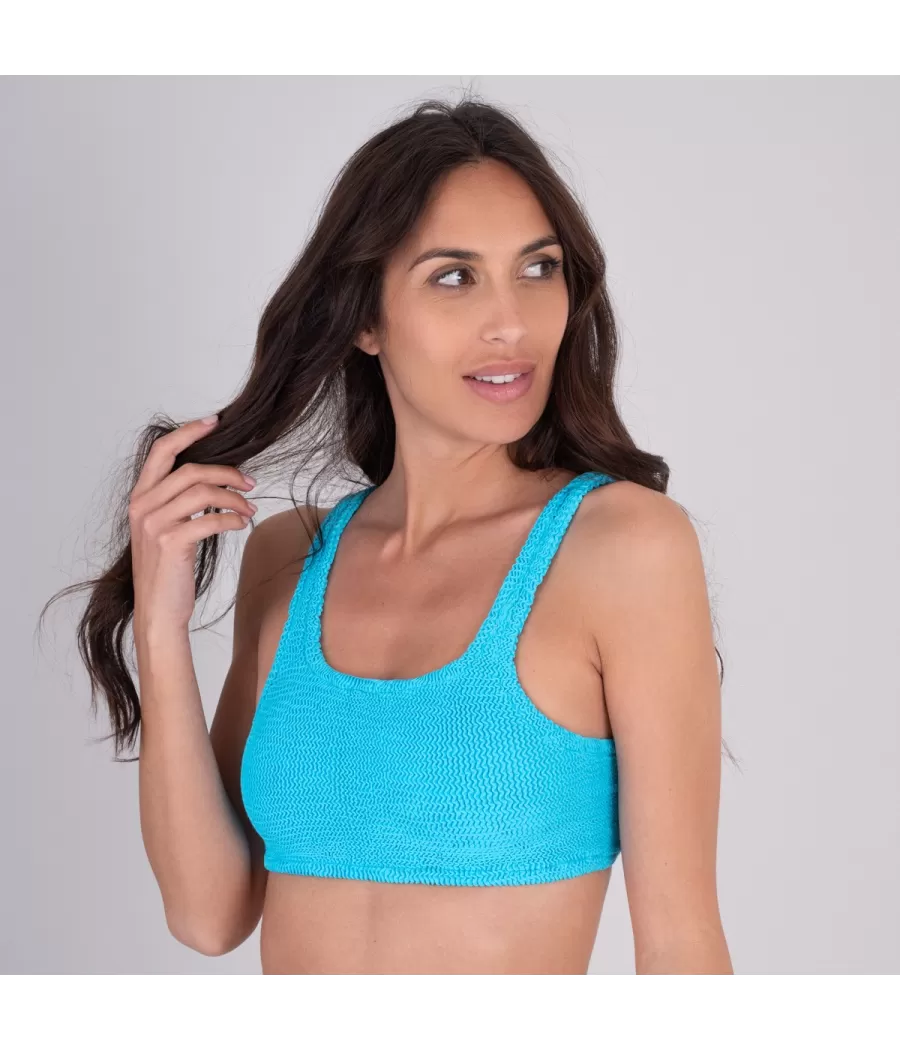 Haut de maillot femme brassière one size turquoise - Plain mix and match | Kiwi Saint Tropez