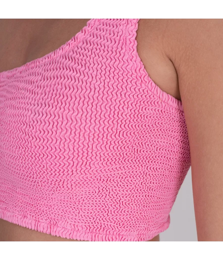 Asymmetrische bikinitop één maat roze