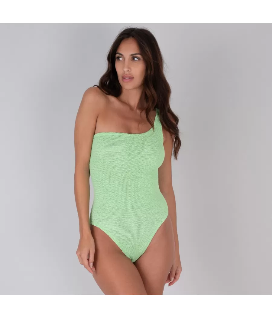 Maillot 1 pièce femme asymétrique one size amande | Kiwi Saint Tropez