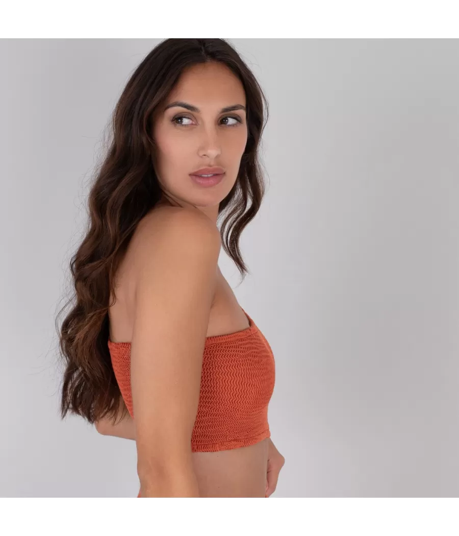 Haut de maillot femme asymétrique one size terracotta | Kiwi Saint Tropez