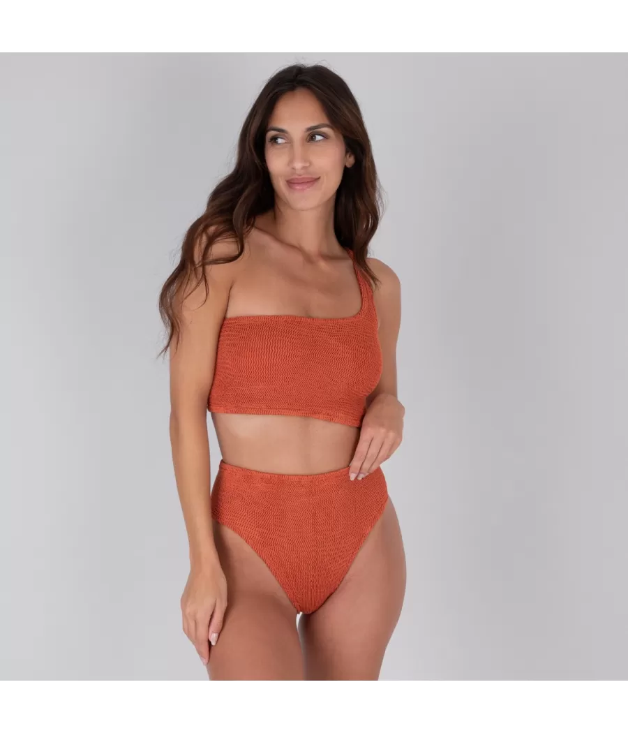 Haut de maillot femme asymétrique one size terracotta | Kiwi Saint Tropez