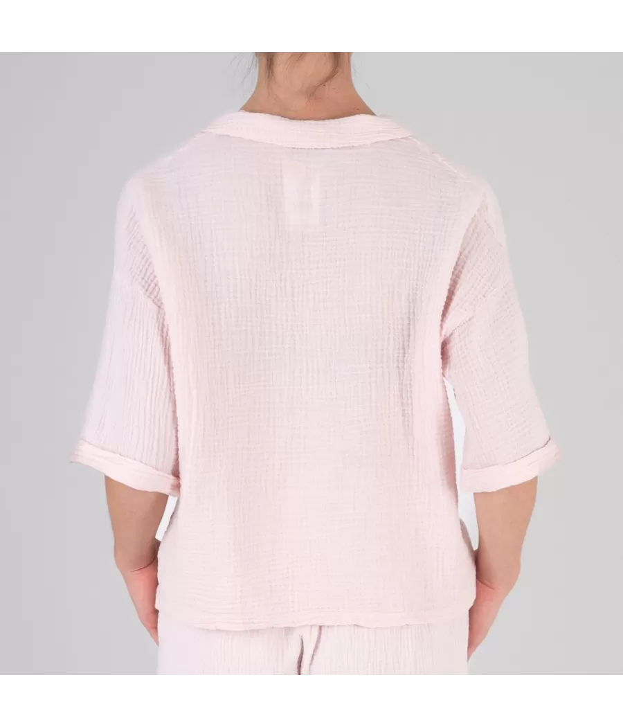 Chemise femme courte gaze de coton layette - Shirts women  | Kiwi Saint Tropez