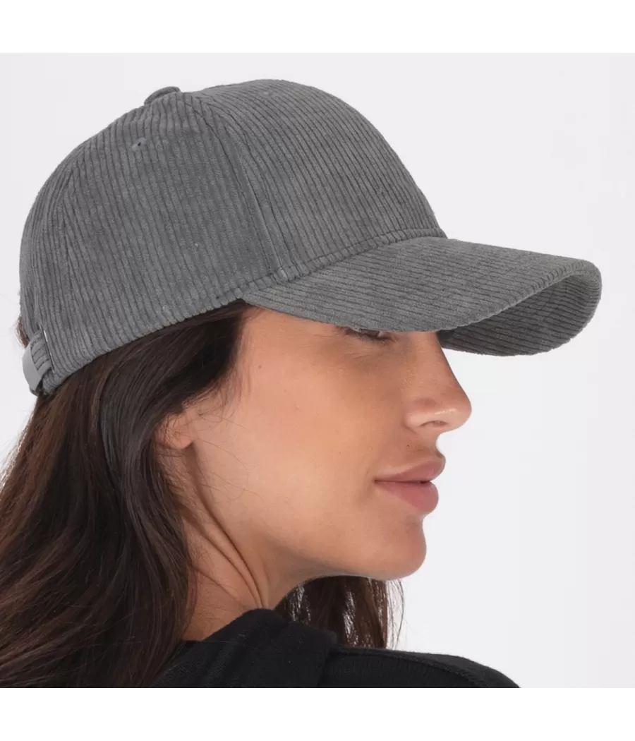 Casquette mixte côtelée gris foncé - Caps | Kiwi Saint Tropez