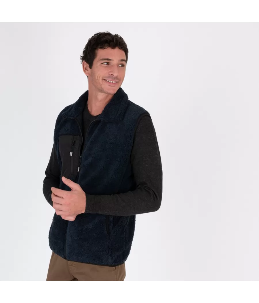 Veste homme en sherpa sans manches marine | Kiwi Saint Tropez