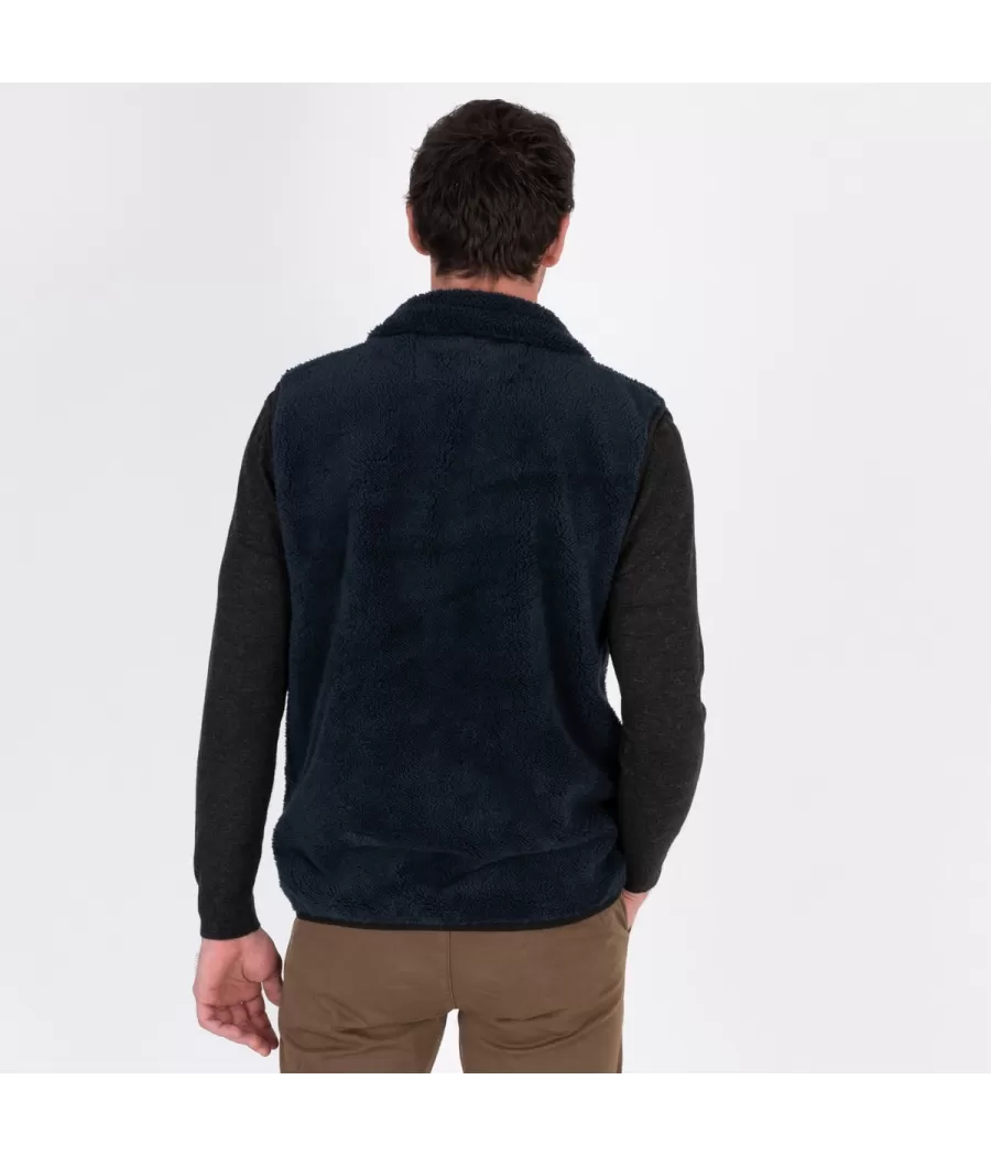 Veste homme en sherpa sans manches marine | Kiwi Saint Tropez