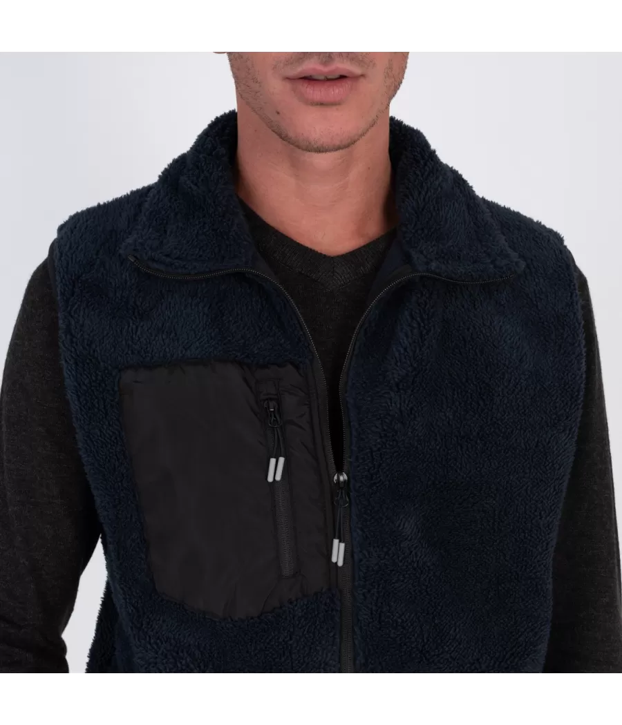 Veste homme en sherpa sans manches marine | Kiwi Saint Tropez