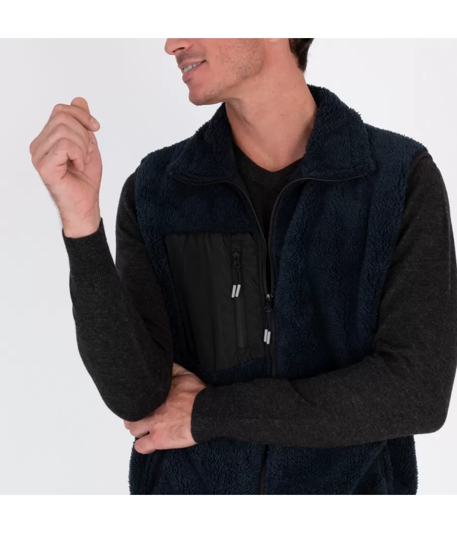 Veste homme en sherpa sans manches marine | Kiwi Saint Tropez