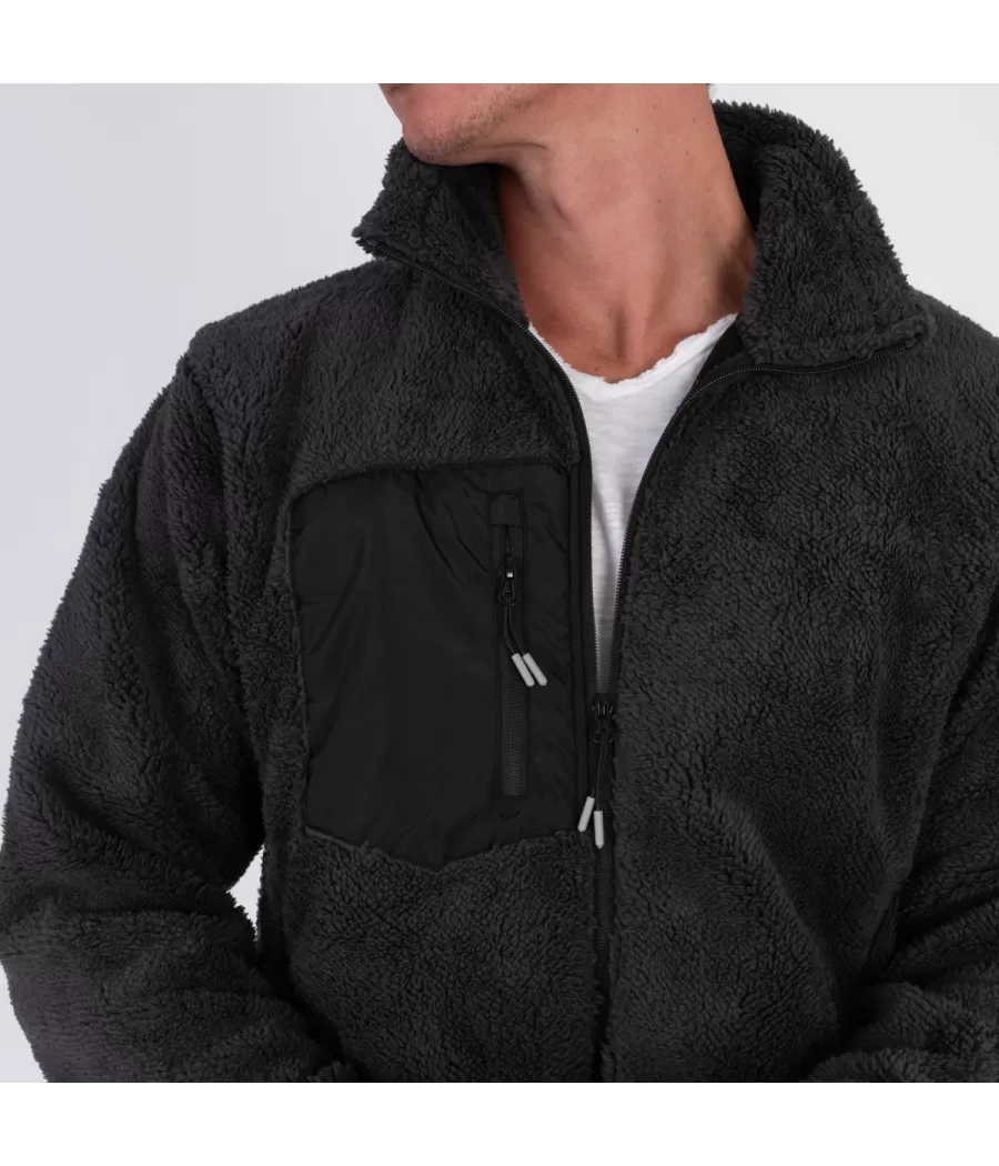 Veste homme en sherpa manches longues gris | Kiwi Saint Tropez