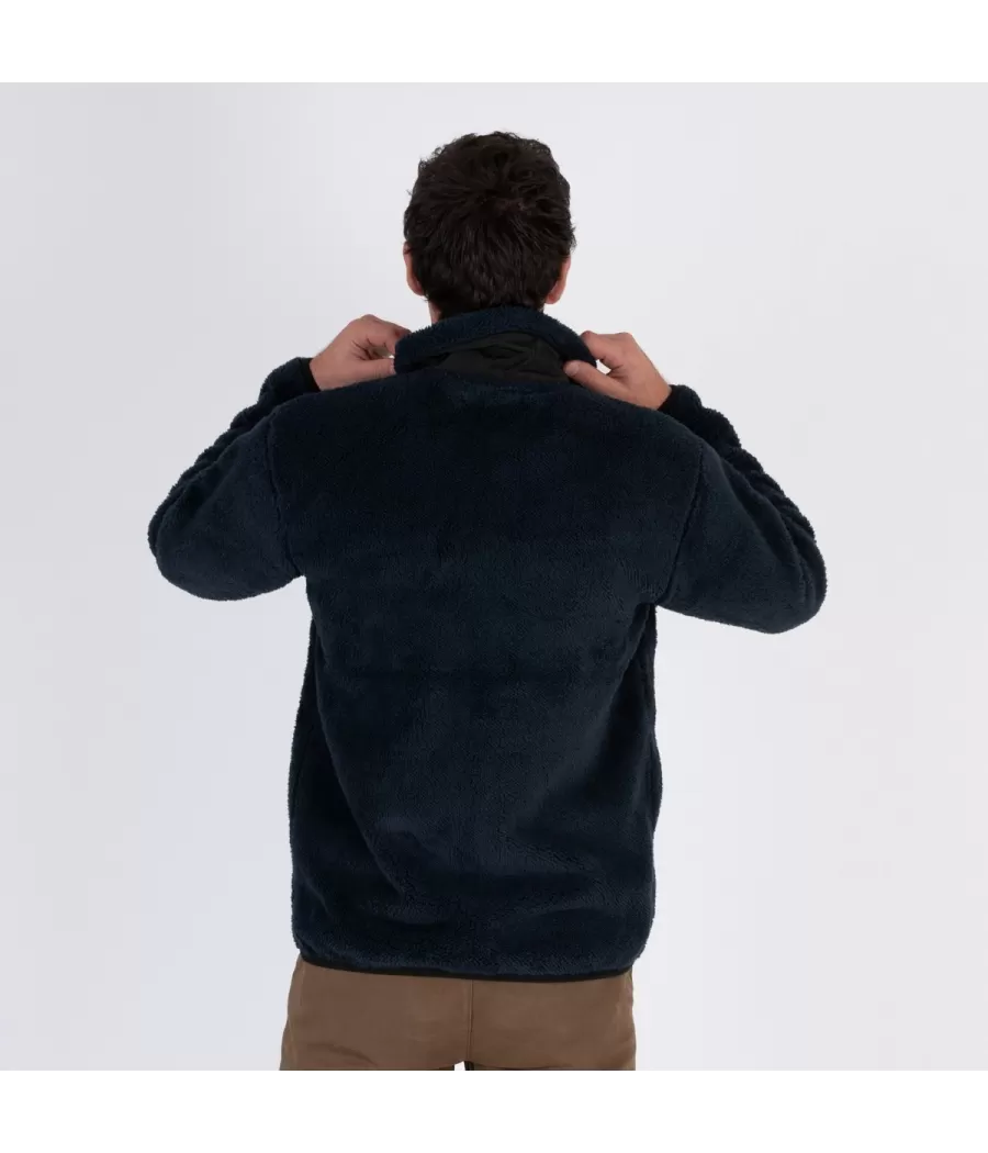 Veste homme en sherpa manches longues marine | Kiwi Saint Tropez