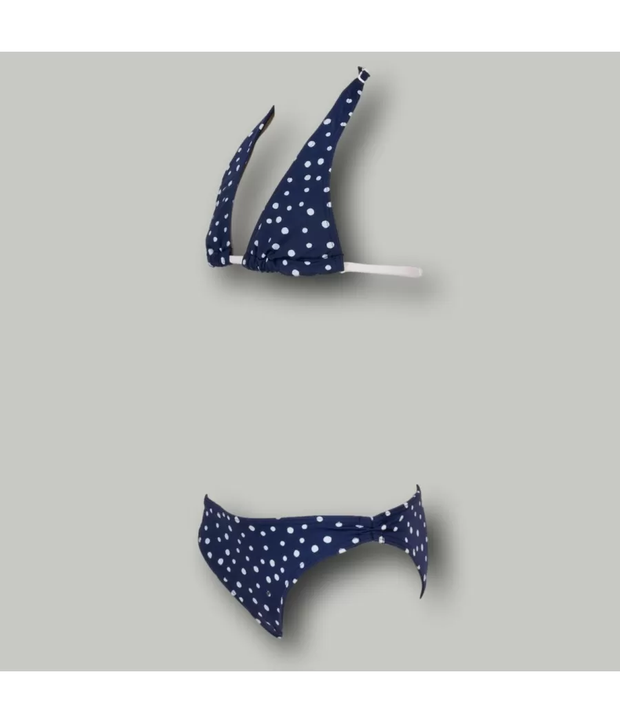 Maillot 2 pièces fille triangle peas navy (Exclu web 2024) | Kiwi Saint Tropez