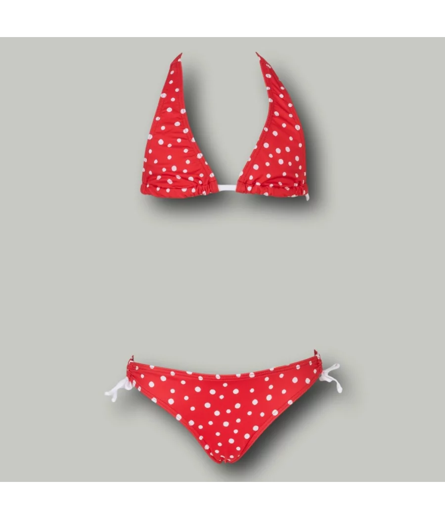 Maillot 2 pièces fille triangle peas rouge (Exclu web 2024) - Maillots 2 pièces fille | Kiwi Saint Tropez