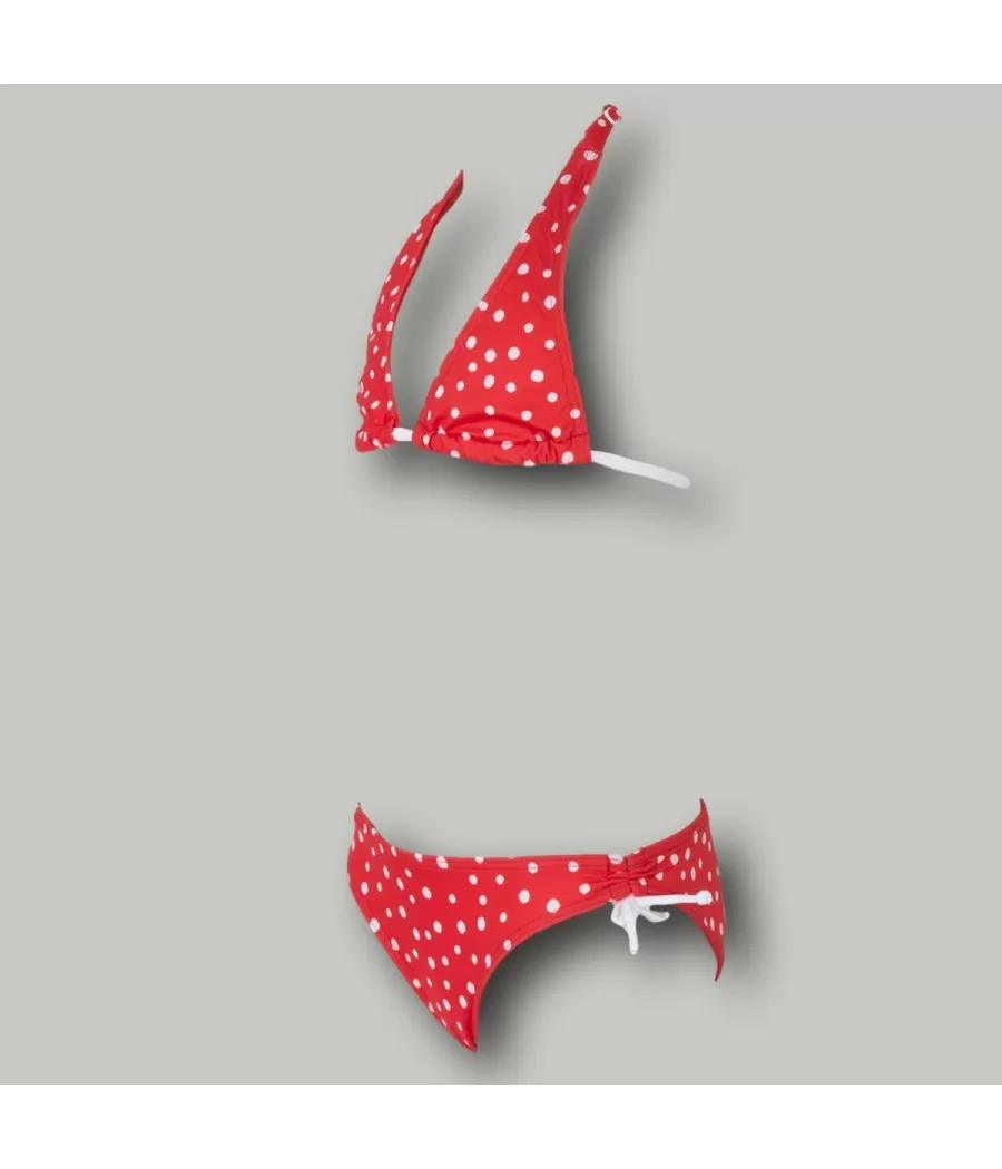 Maillot 2 pièces fille triangle peas rouge (Exclu web 2024) | Kiwi Saint Tropez