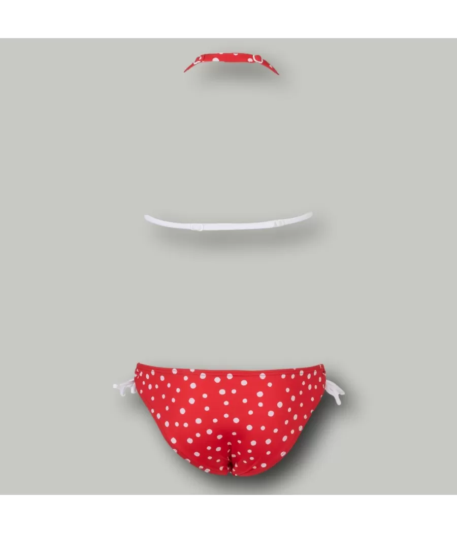 Maillot 2 pièces fille triangle peas rouge (Exclu web 2024) | Kiwi Saint Tropez