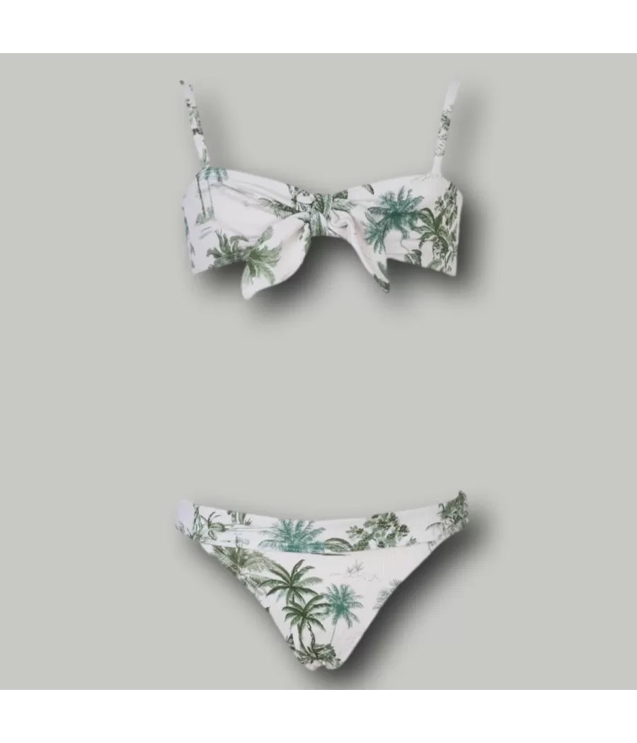 Maillot 2 pièces fille bandeau noeud jungle vert (Exclu web 2024) | Kiwi Saint Tropez