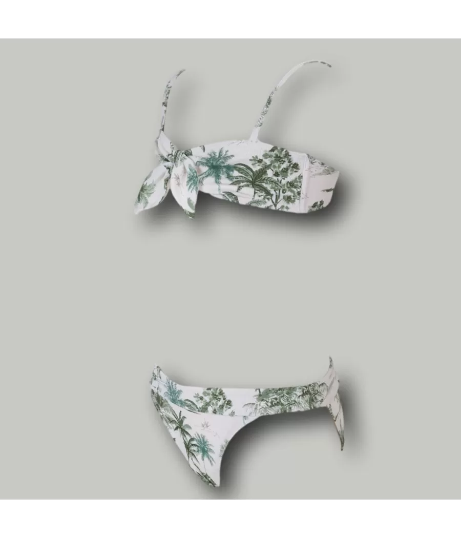 Maillot 2 pièces fille bandeau noeud jungle vert (Exclu web 2024) | Kiwi Saint Tropez