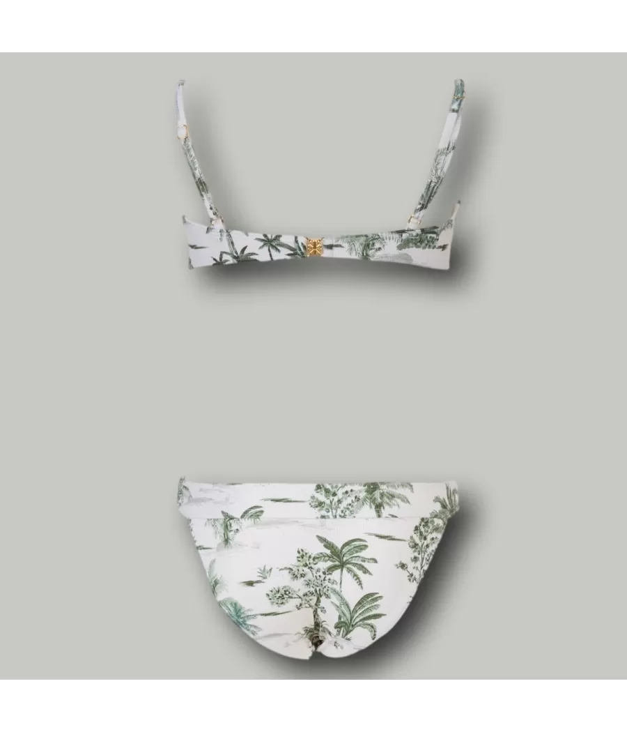 Maillot 2 pièces fille bandeau noeud jungle vert (Exclu web 2024) | Kiwi Saint Tropez