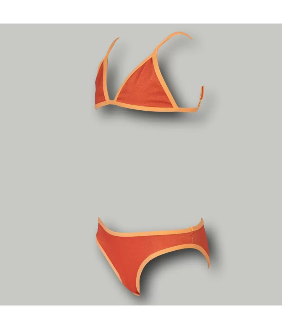 Maillot 2 pièces fille triangle luminoso orange (Exclu web 2024) | Kiwi Saint Tropez