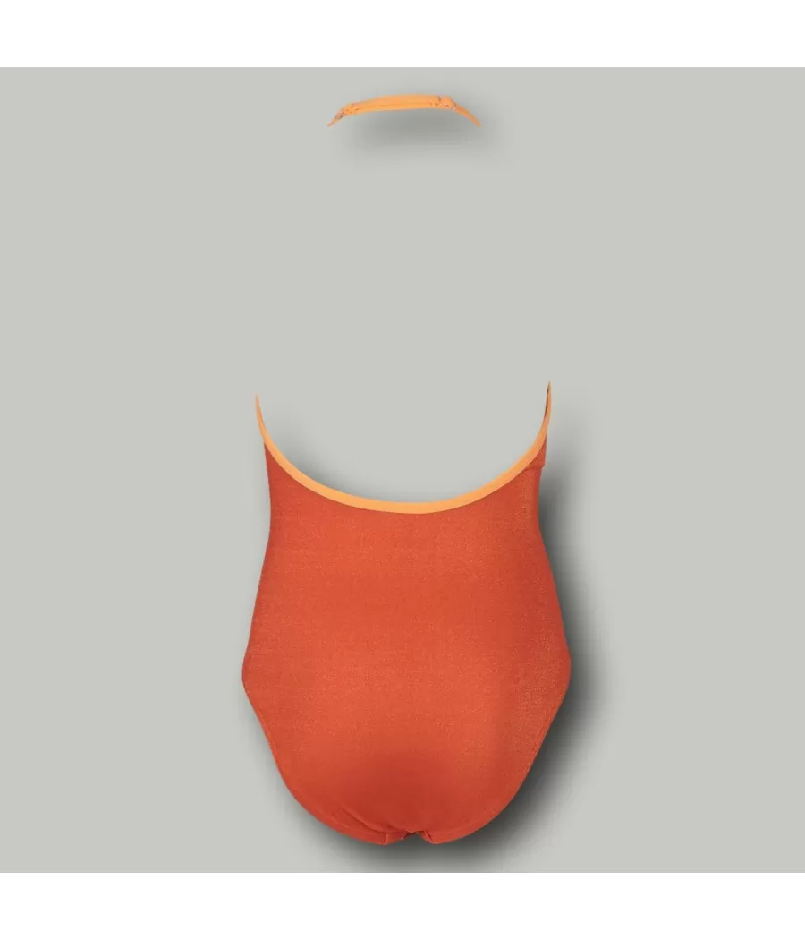 Maillot 1 pièce fille décolleté luminoso orange (Exclu web 2024) | Kiwi Saint Tropez