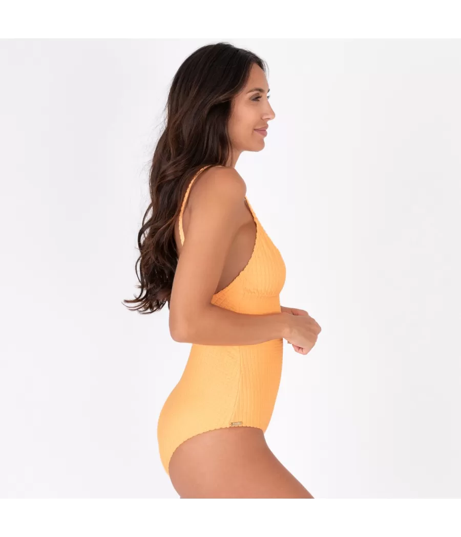 Maillot 1 pièce femme éponge bee abricot (Exclu web 2024) | Kiwi Saint Tropez