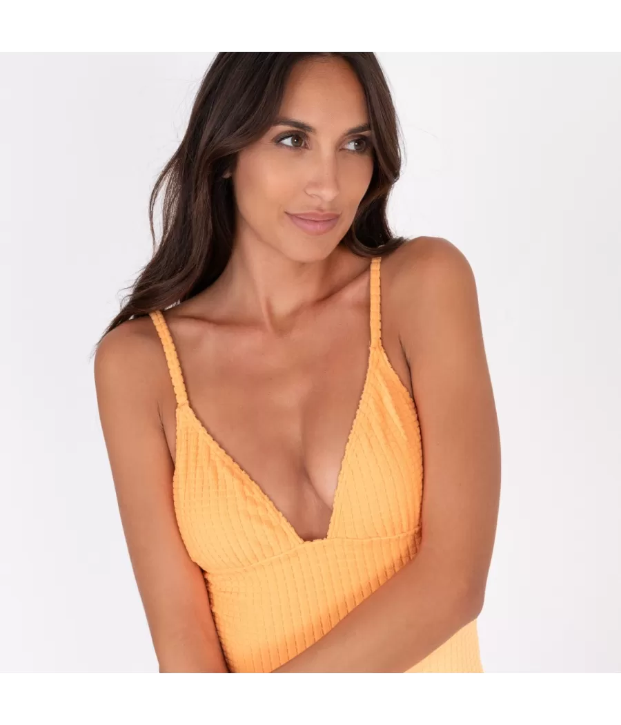 Maillot 1 pièce femme éponge bee abricot (Exclu web 2024) | Kiwi Saint Tropez