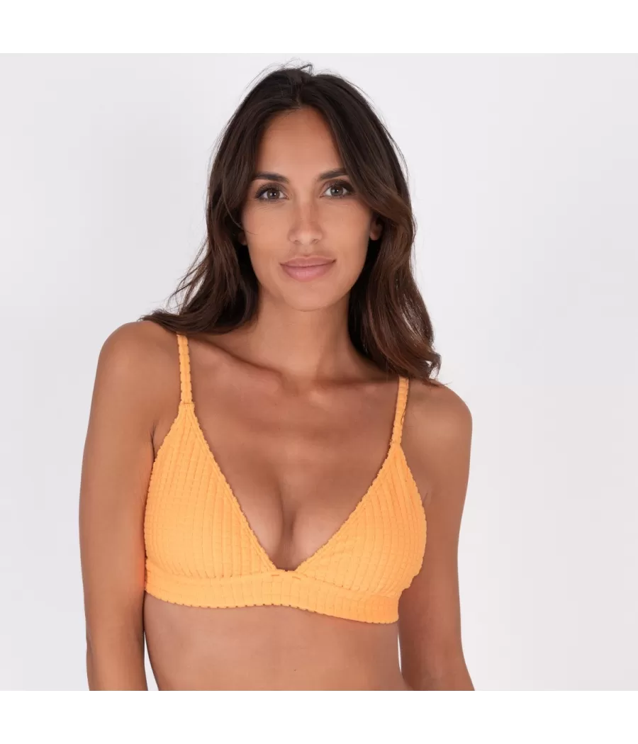 Haut de maillot femme triangle large bee abricot (Exclu web 2024) - Maillots séparables unis | Kiwi Saint Tropez