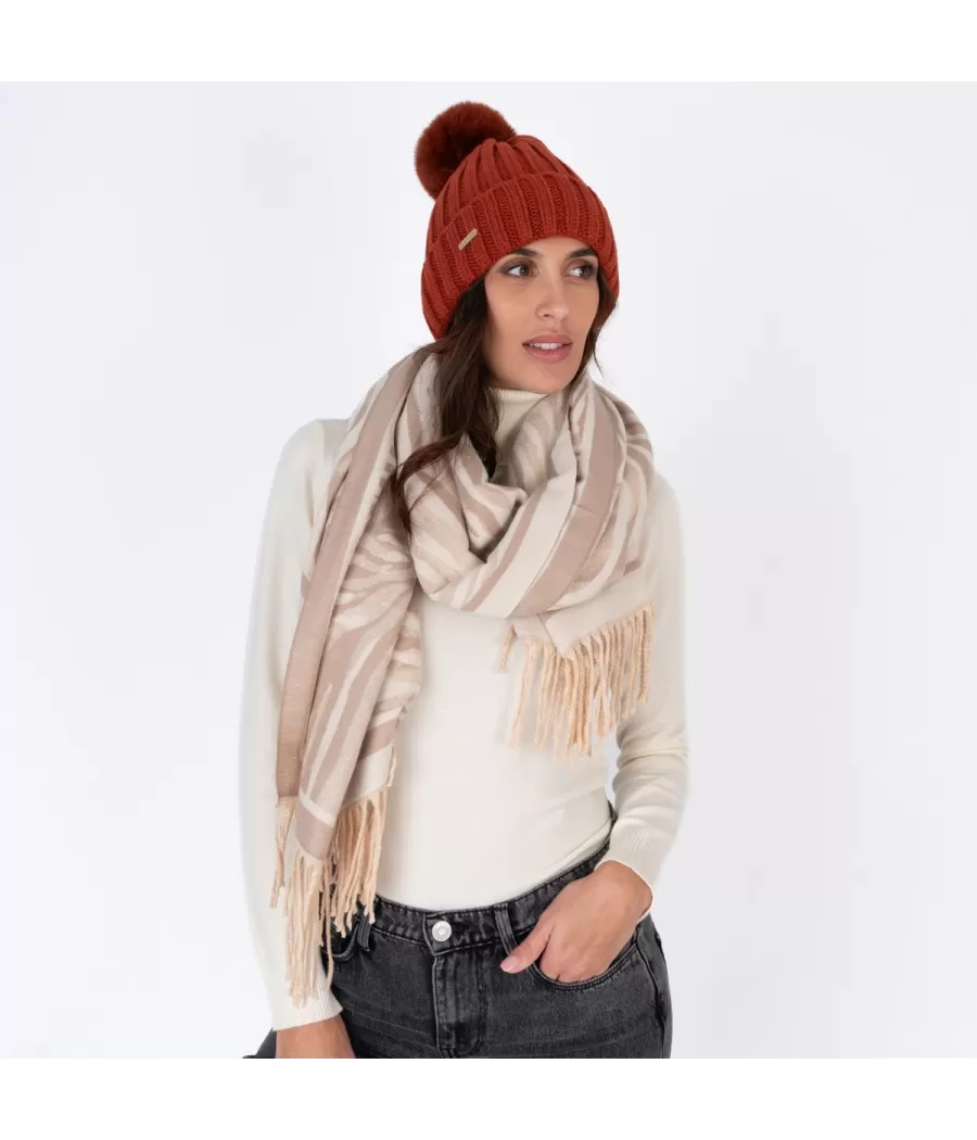 Bonnet femme pompon uni rouille | Kiwi Saint Tropez