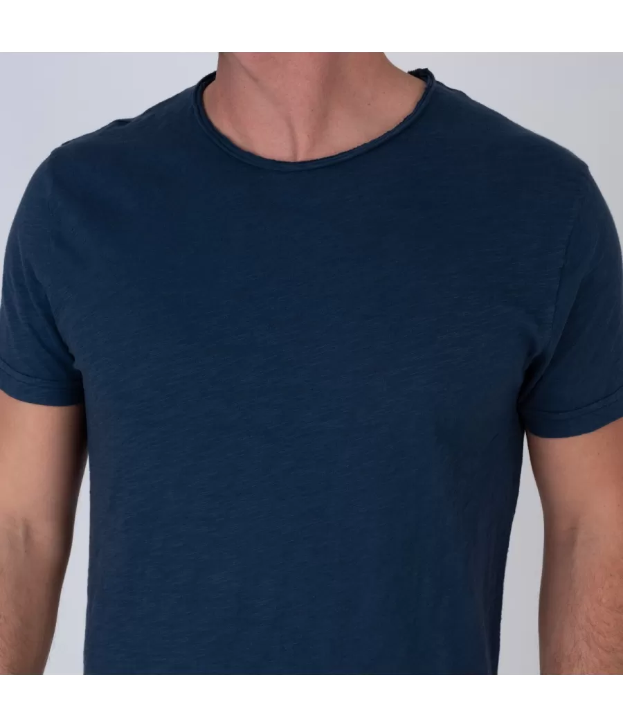 Heren-T-shirt met ronde hals in marineblauw topaas - T-Shirts homme | Kiwi Saint Tropez