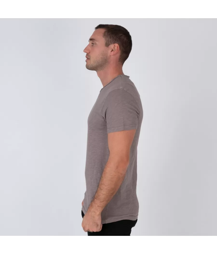 Heren-T-shirt met ronde hals taupe topaz - T-Shirts homme | Kiwi Saint Tropez