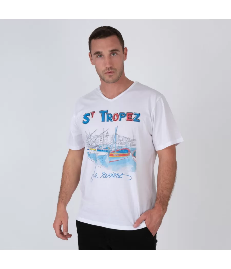 Beroemd wit T-shirt voor heren - T-Shirts homme | Kiwi Saint Tropez