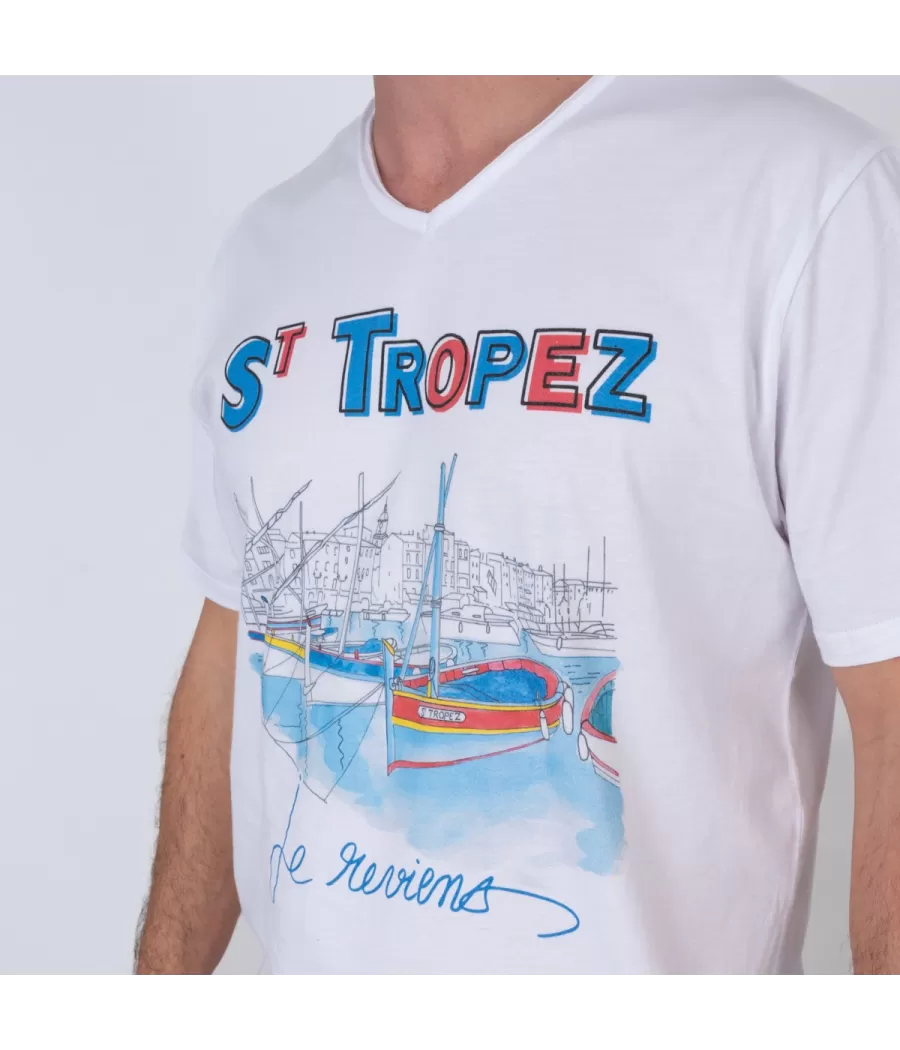 Beroemd wit T-shirt voor heren - T-Shirts homme | Kiwi Saint Tropez