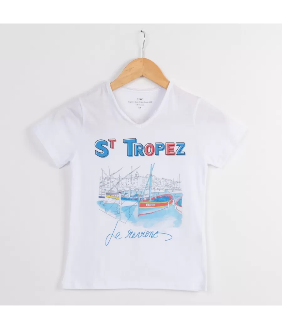 T-shirt garçon famous blanc | Kiwi Saint Tropez