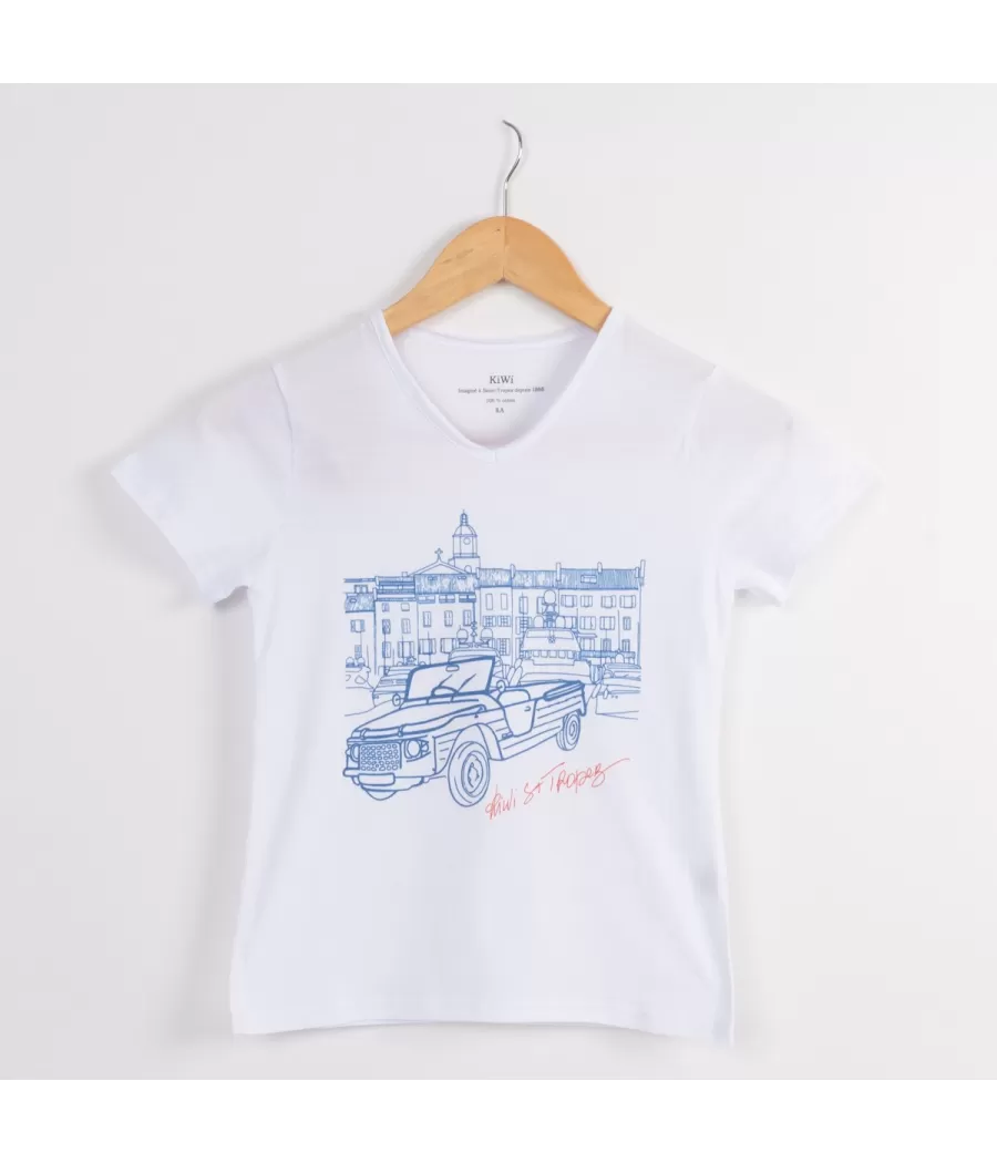 T-shirt garçon méhari blanc