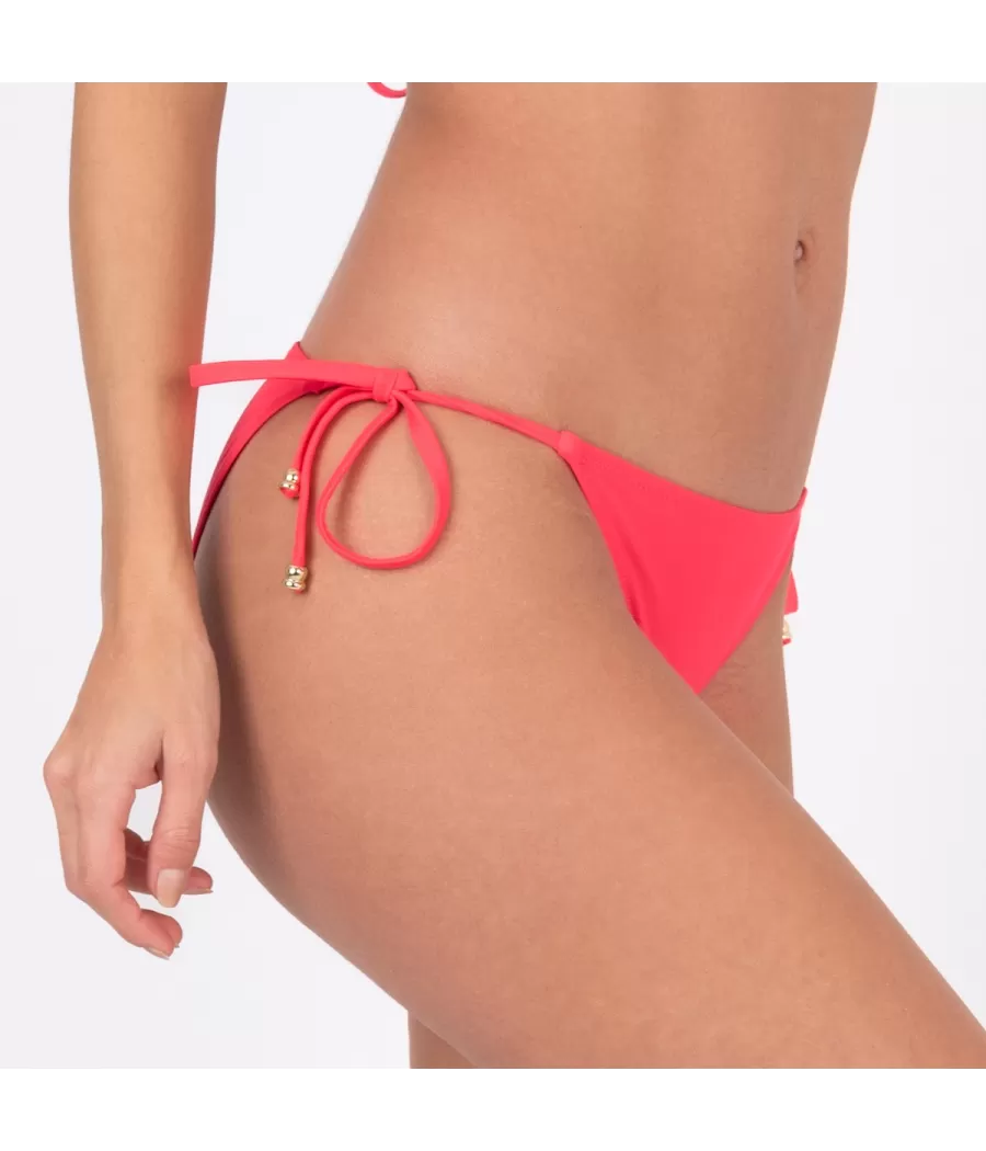 Culotte de maillot femme nouée Vitane corail (Exclu web 2024) - Plain mix and match | Kiwi Saint Tropez