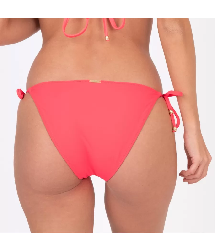 Culotte de maillot femme nouée Vitane corail (Exclu web 2024) - Plain mix and match | Kiwi Saint Tropez