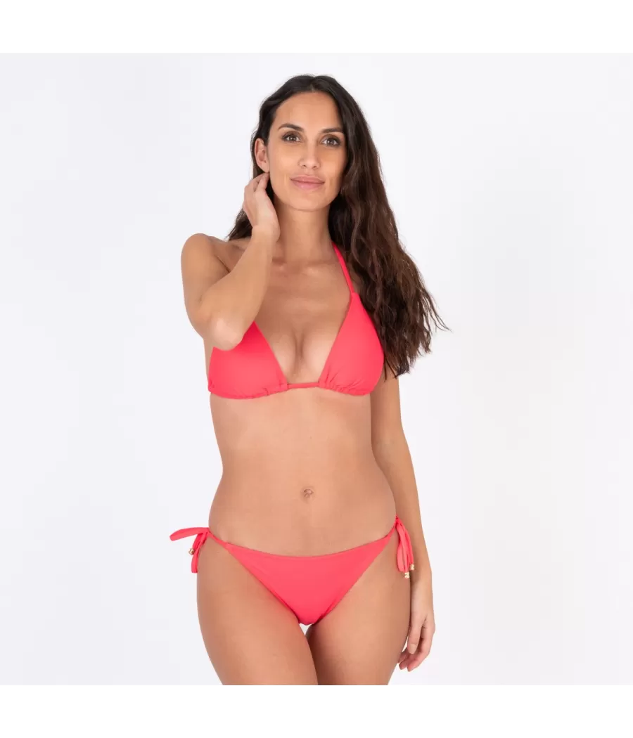 Culotte de maillot femme nouée Vitane corail (Exclu web 2024) - Plain mix and match | Kiwi Saint Tropez