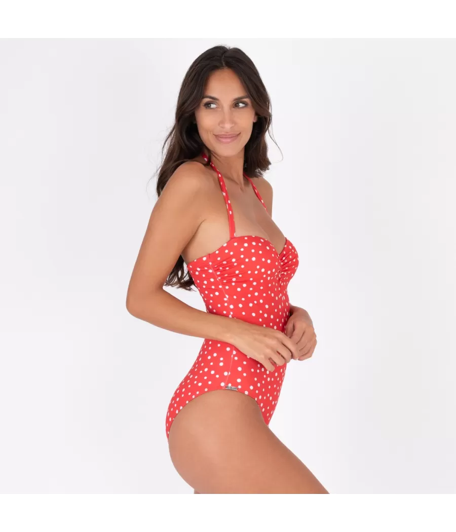 Maillot 1 pièce femme coques peas rouge (Exclu web 2024) | Kiwi Saint Tropez