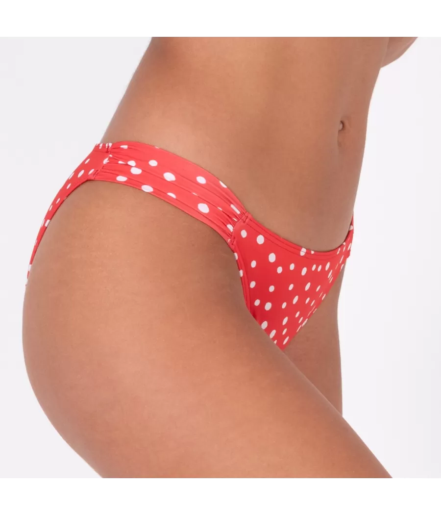 Culotte de maillot echancrée peas rouge | Kiwi Saint Tropez