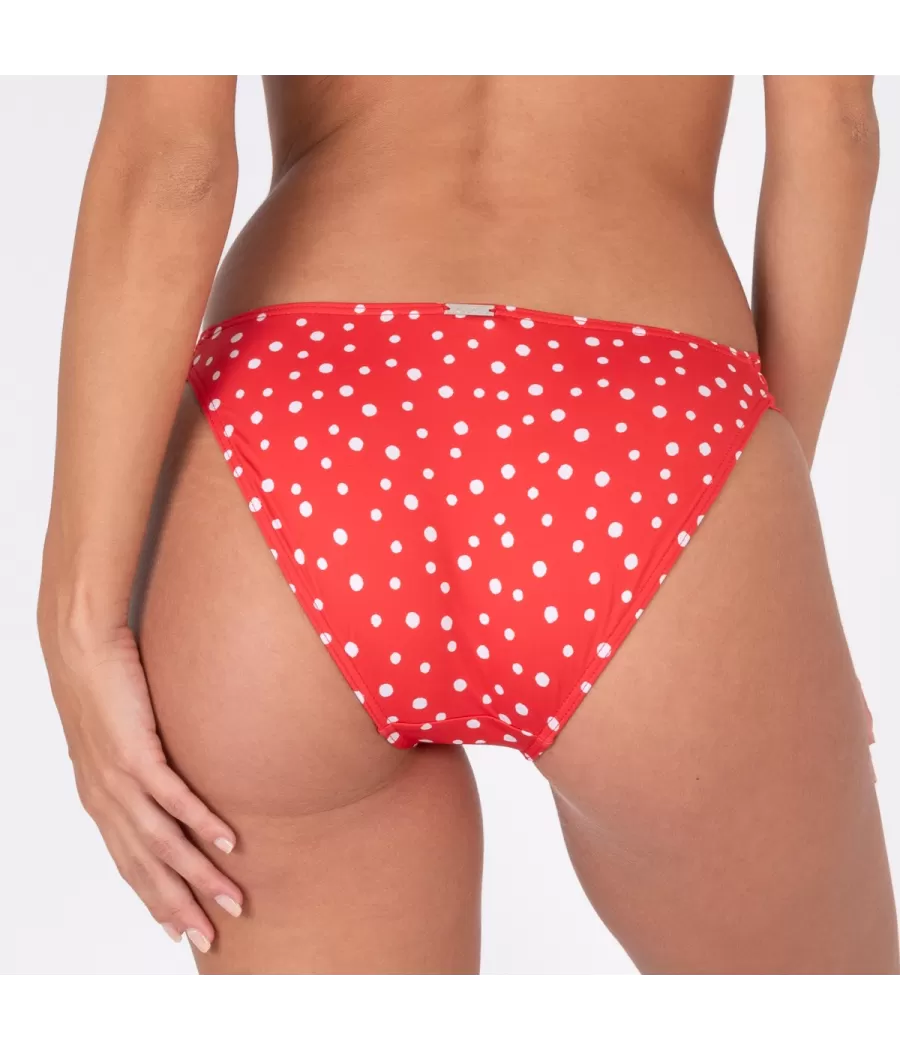 Culotte de maillot echancrée peas rouge | Kiwi Saint Tropez