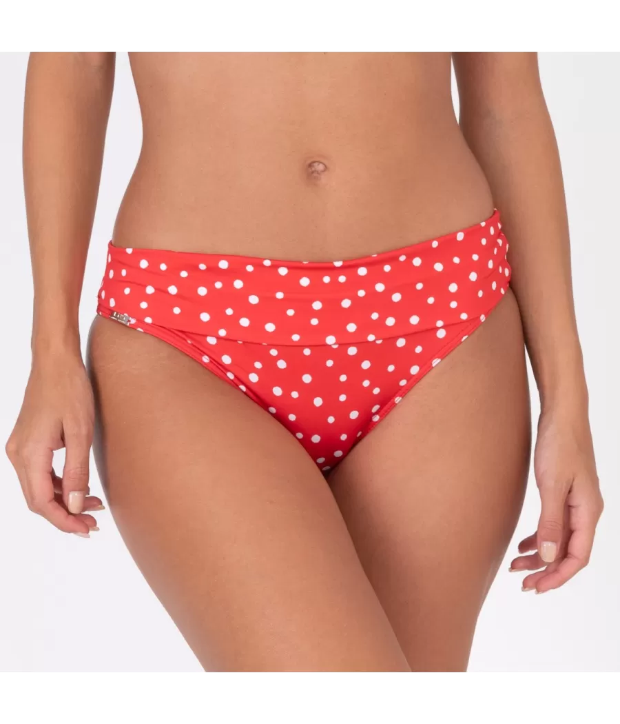 Culotte de maillot femme revers peas rouge (Exclu web 2024) - Printed mix and match | Kiwi Saint Tropez