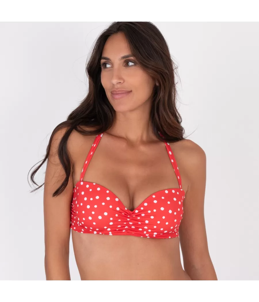 Haut de maillot femme bandeau peas rouge (Exclu web 2024) - Maillots séparables imprimés | Kiwi Saint Tropez