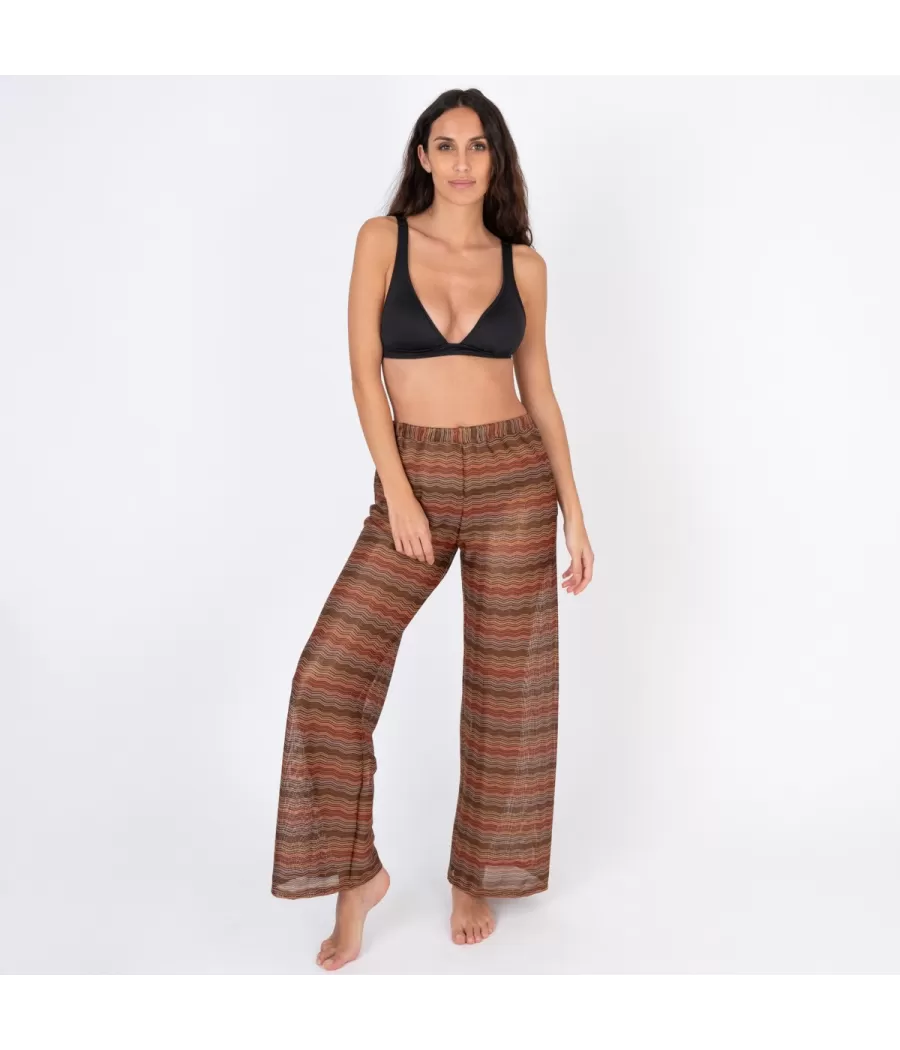 Pantalon femme crochet rétro terre | Kiwi Saint Tropez