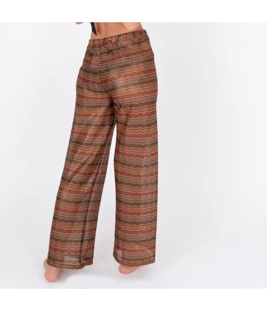 Pantalon femme crochet rétro terre | Kiwi Saint Tropez