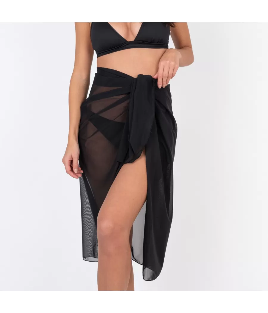 Paréo femme long voile savane noir | Kiwi Saint Tropez