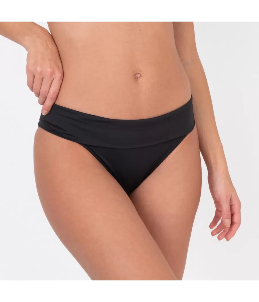 Culotte de maillot femme revers savane noir | Kiwi Saint Tropez